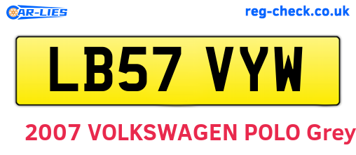 LB57VYW are the vehicle registration plates.