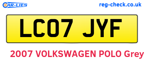 LC07JYF are the vehicle registration plates.
