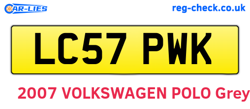 LC57PWK are the vehicle registration plates.