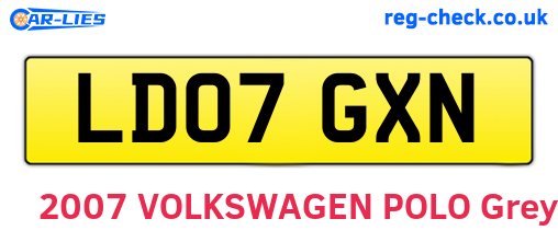 LD07GXN are the vehicle registration plates.