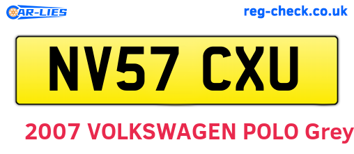 NV57CXU are the vehicle registration plates.