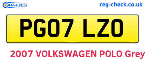 PG07LZO are the vehicle registration plates.