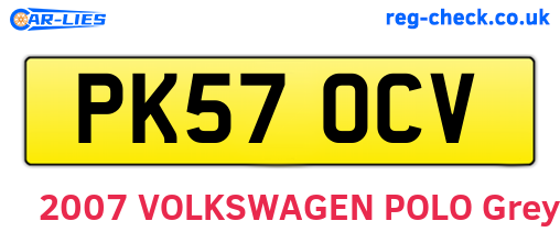 PK57OCV are the vehicle registration plates.