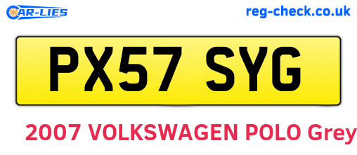 PX57SYG are the vehicle registration plates.