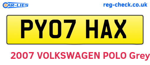 PY07HAX are the vehicle registration plates.