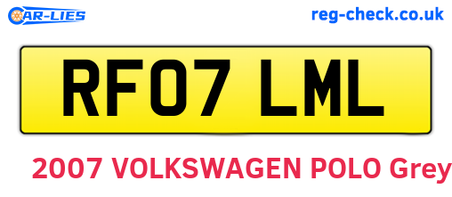 RF07LML are the vehicle registration plates.