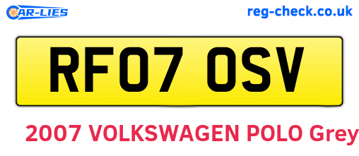 RF07OSV are the vehicle registration plates.