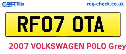 RF07OTA are the vehicle registration plates.