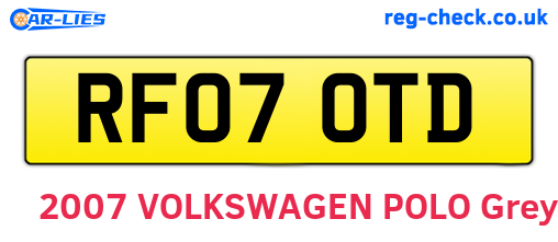 RF07OTD are the vehicle registration plates.
