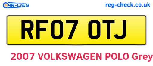 RF07OTJ are the vehicle registration plates.