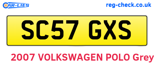 SC57GXS are the vehicle registration plates.