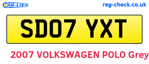 SD07YXT are the vehicle registration plates.