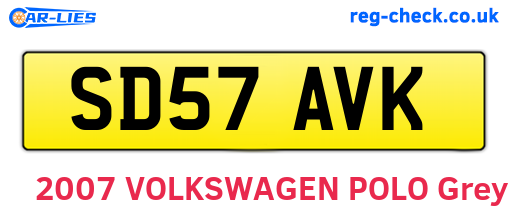 SD57AVK are the vehicle registration plates.