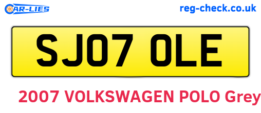 SJ07OLE are the vehicle registration plates.