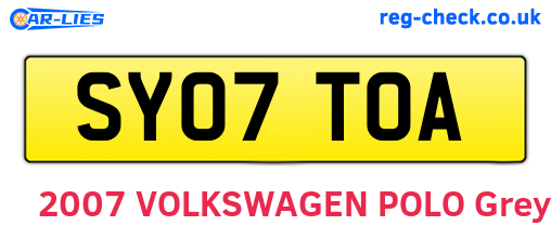 SY07TOA are the vehicle registration plates.