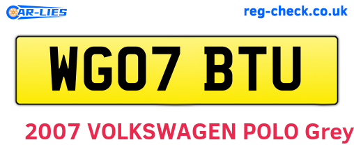 WG07BTU are the vehicle registration plates.