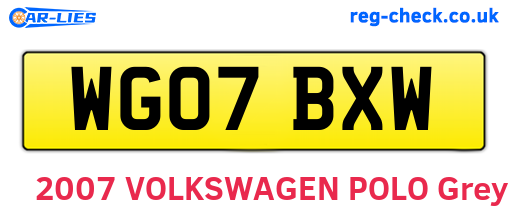WG07BXW are the vehicle registration plates.