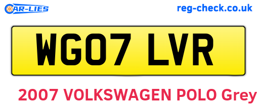 WG07LVR are the vehicle registration plates.