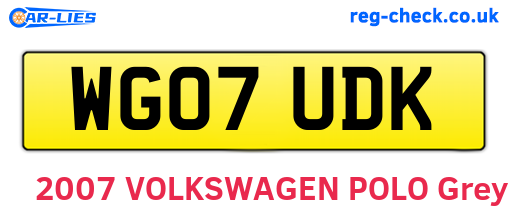 WG07UDK are the vehicle registration plates.