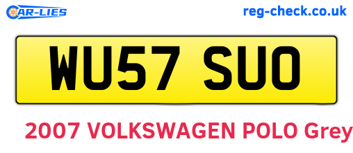 WU57SUO are the vehicle registration plates.