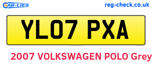 YL07PXA are the vehicle registration plates.