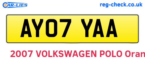 AY07YAA are the vehicle registration plates.
