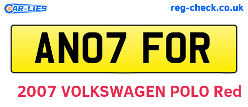 AN07FOR are the vehicle registration plates.
