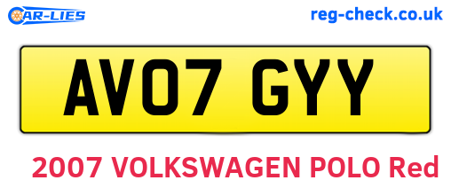 AV07GYY are the vehicle registration plates.
