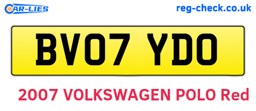 BV07YDO are the vehicle registration plates.