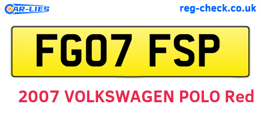 FG07FSP are the vehicle registration plates.
