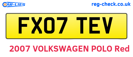 FX07TEV are the vehicle registration plates.