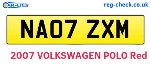 NA07ZXM are the vehicle registration plates.
