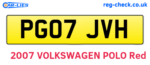 PG07JVH are the vehicle registration plates.