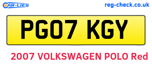 PG07KGY are the vehicle registration plates.