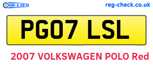 PG07LSL are the vehicle registration plates.