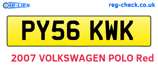 PY56KWK are the vehicle registration plates.