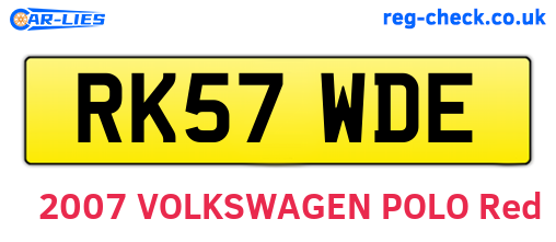 RK57WDE are the vehicle registration plates.
