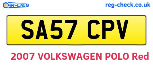 SA57CPV are the vehicle registration plates.