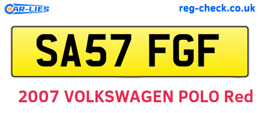 SA57FGF are the vehicle registration plates.