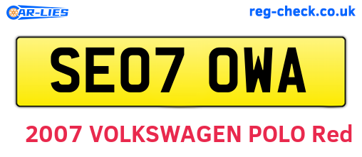 SE07OWA are the vehicle registration plates.
