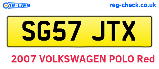 SG57JTX are the vehicle registration plates.