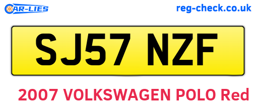 SJ57NZF are the vehicle registration plates.