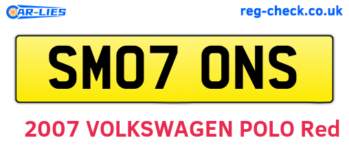 SM07ONS are the vehicle registration plates.