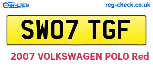 SW07TGF are the vehicle registration plates.