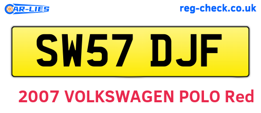 SW57DJF are the vehicle registration plates.
