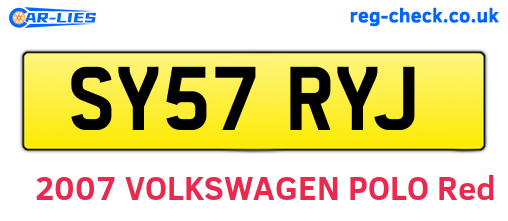 SY57RYJ are the vehicle registration plates.