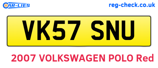 VK57SNU are the vehicle registration plates.