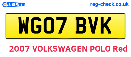 WG07BVK are the vehicle registration plates.