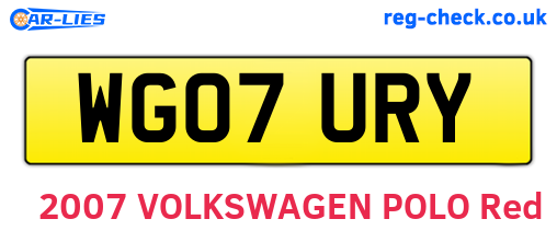 WG07URY are the vehicle registration plates.