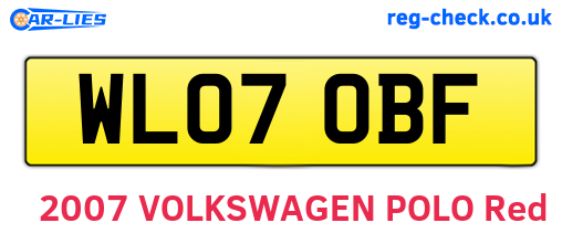 WL07OBF are the vehicle registration plates.